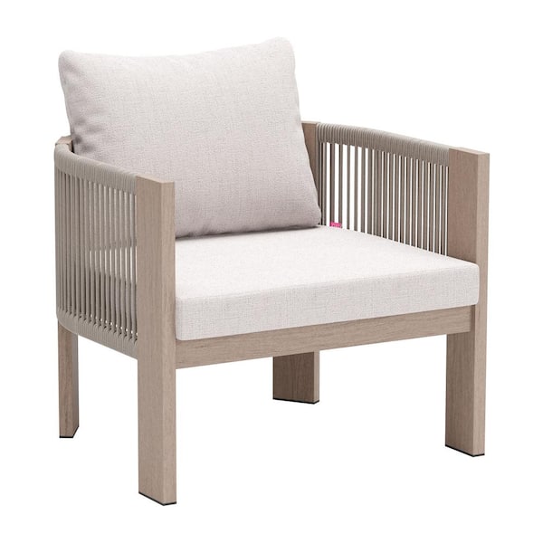 ZUO Rebel Outdoor Collection Beige Olefin with Aluminum Frame Accent Chair and Cushion
