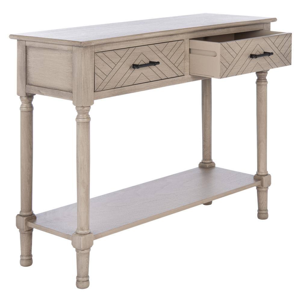 Peyton 40'' Off-White and Brown Wood Console Table with Storage