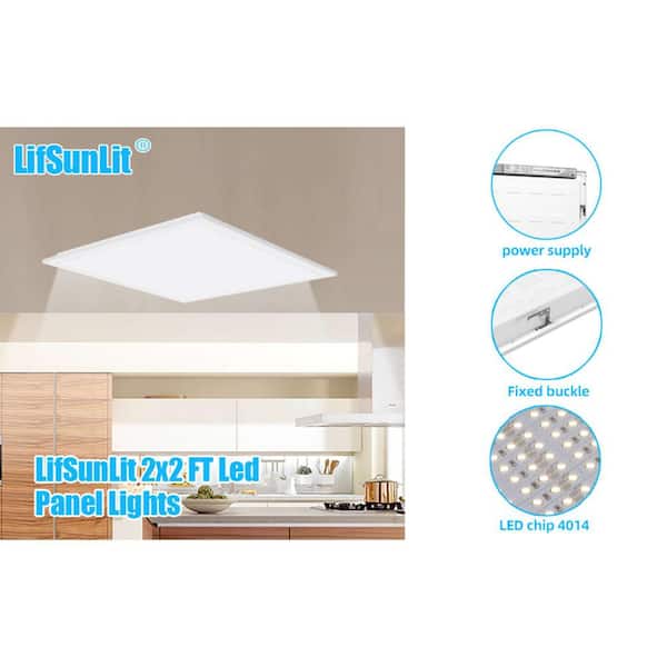 Honbei 2 ft. x 2 ft. 5800LM Integrated LED Panel Light 5000K 2 x 2 LED Recessed Back-Lit Drop Ceiling Light ETL Listed (6-Pack)