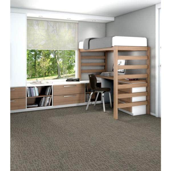 Generous - Georgia - Gray Residential 24 x 24 in. Glue-Down Carpet Tile Square (80 sq. ft.)