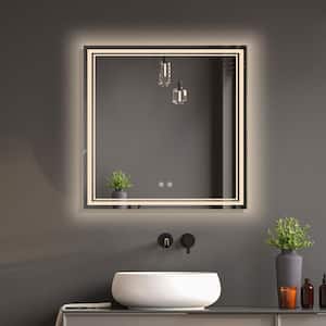36 in. W x 36 in. H Medium Square Frameless Defogger Wall Mounted Smart Backlit Light Bathroom Vanity Mirror in Silver