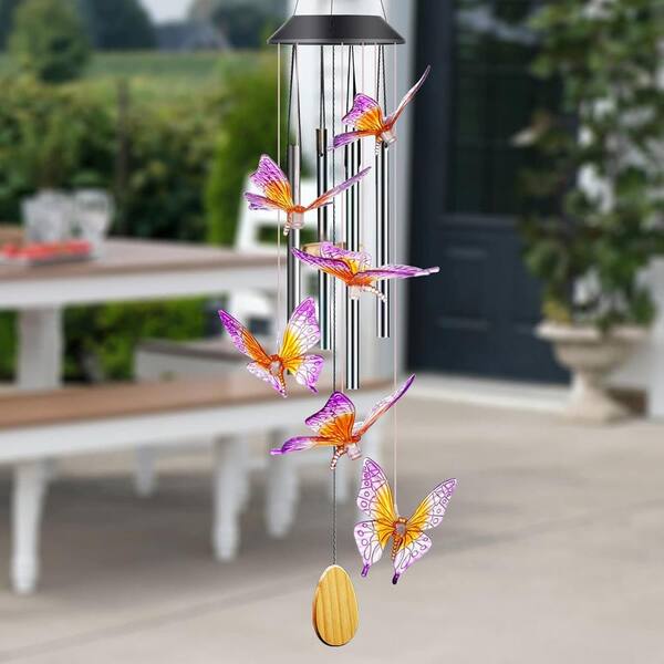 Butterfly Solar Wind Chimes with Aluminum Tubes/Wind Chimes