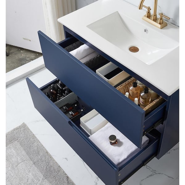 Modern 24 inch Black Bathroom Vanity with Undermount Ceramics Sink