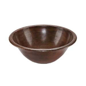 Self-Rimming Round Hammered Copper Bathroom Sink in Oil Rubbed Bronze
