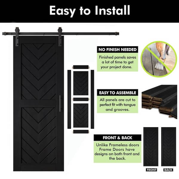 HOMACER JT3 26 in. x 80 in. C-Panel Black Fishbone Design