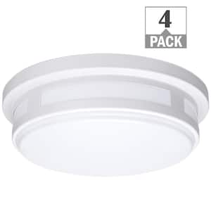 11 in. Round White Indoor Outdoor LED Flush Mount Ceiling Light 2700K 3000K 4000K 830 Lumens (4-Pack)
