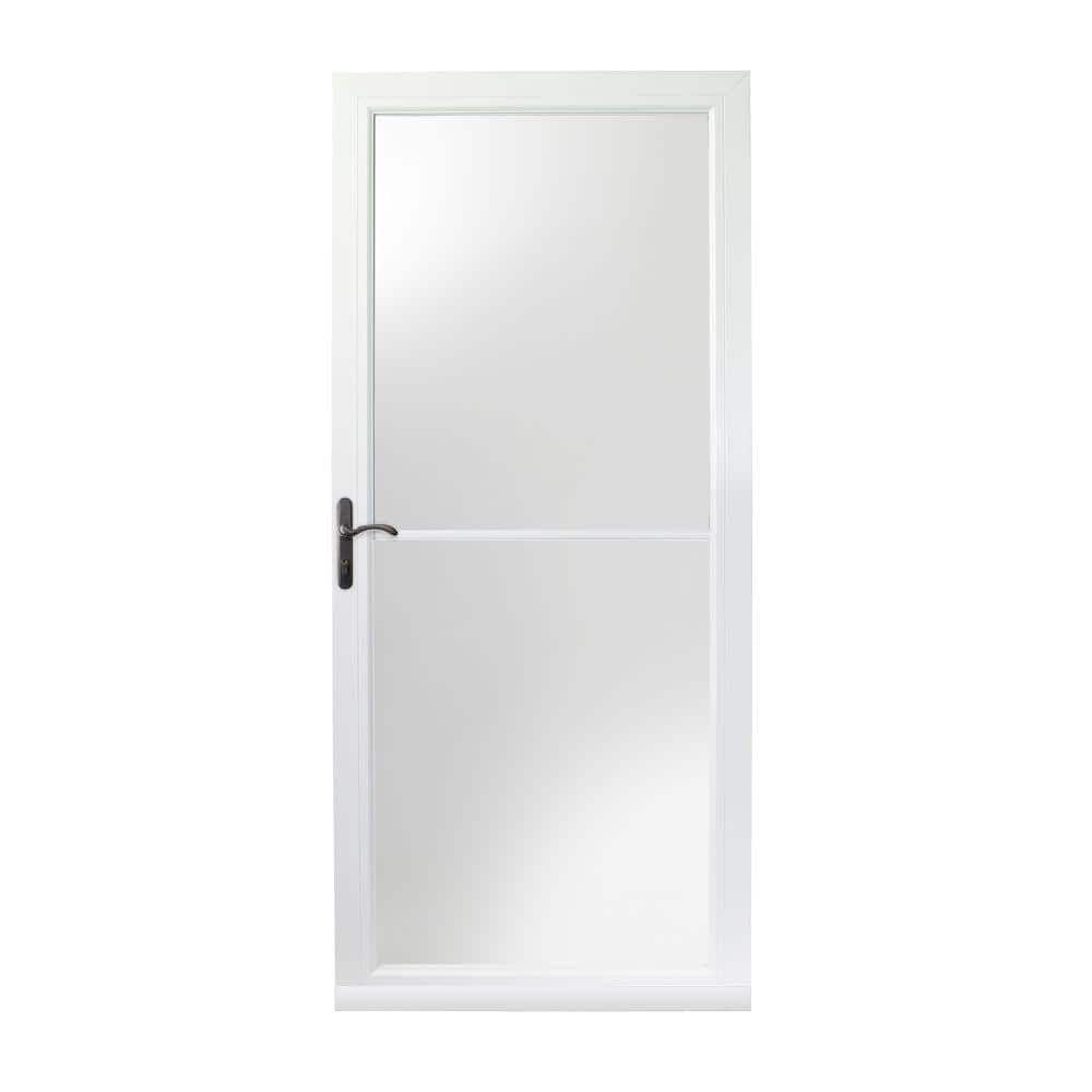 3000 Series 36 in. x 80 in. White Left-Hand Retractable Storm Door with ORB