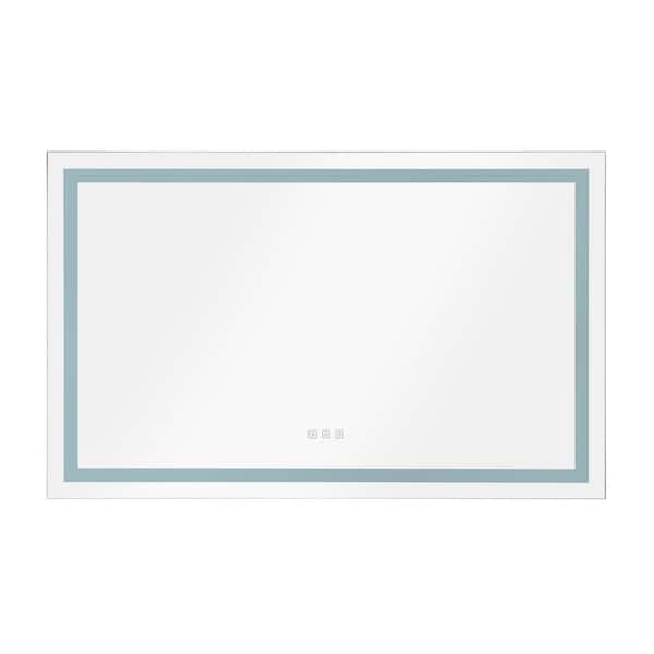 ANGELES HOME 48 in. W x 36 in. H Rectangular Frameless Wall Mounted Anti-Fog LED Light Bathroom Vanity Mirror in Silver