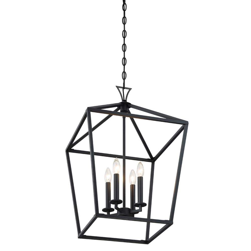 Townsend Matte Black 4-Light Open Lantern Pendant