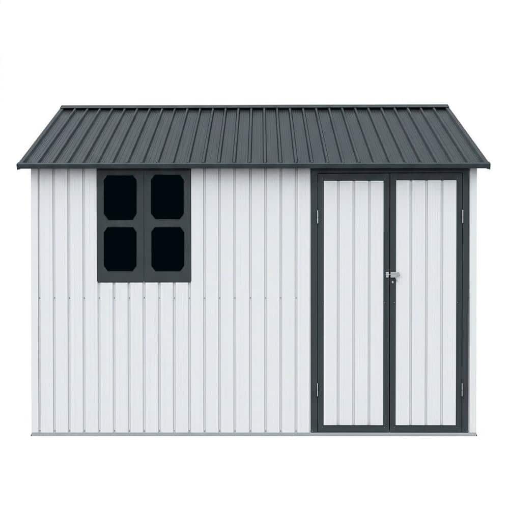 12 ft. W x 10 ft. D Outdoor Metal Storage Shed with Lockable Doors