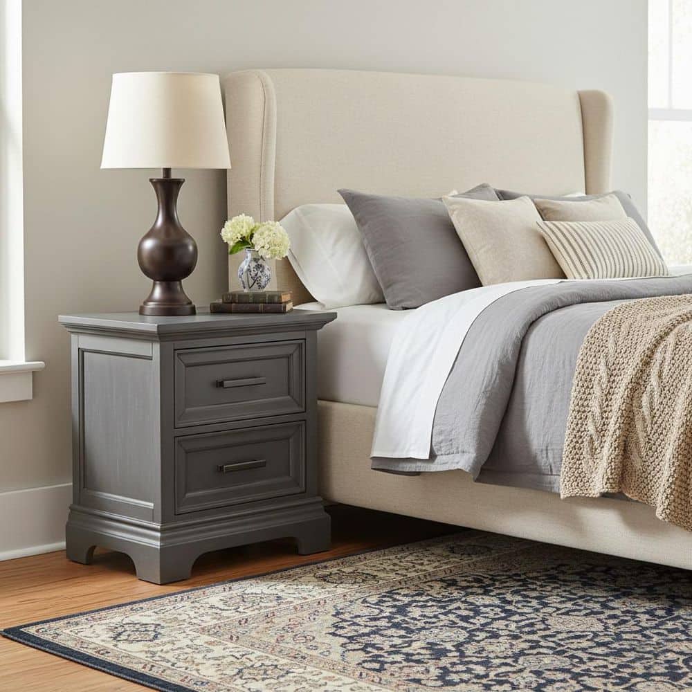 Sara Heather Gray 2 Drawer 25 in. W. Nightstand price history on PriceWatchPro