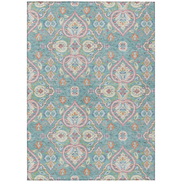 Chantille Machine Washable Indoor/Outdoor Abstract ACN2207 Spa 2 ft. 6 in. x 3 ft. 10 in. Area Rug