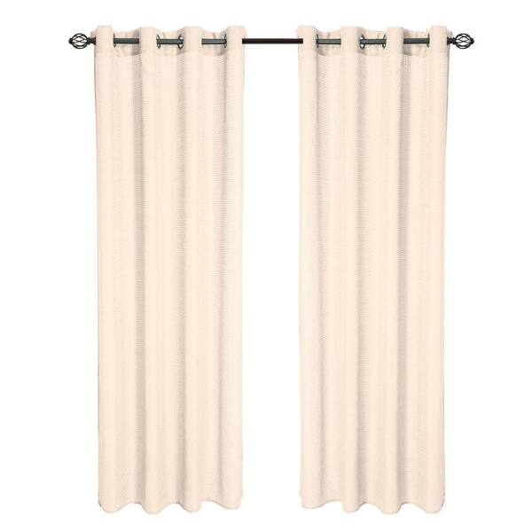Lavish Home Cream Olivia Jacquard Grommet Curtain Panel, 108 in. Length