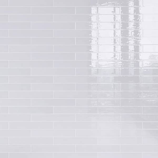 Nova White 1.97 in. x 11.81 in. Polished Ceramic Subway Wall Tile (5.38 sq. ft./Case)