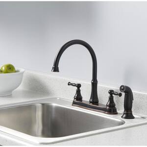 Fairway 2-Handle Standard Kitchen Faucet with Side Sprayer in Bronze