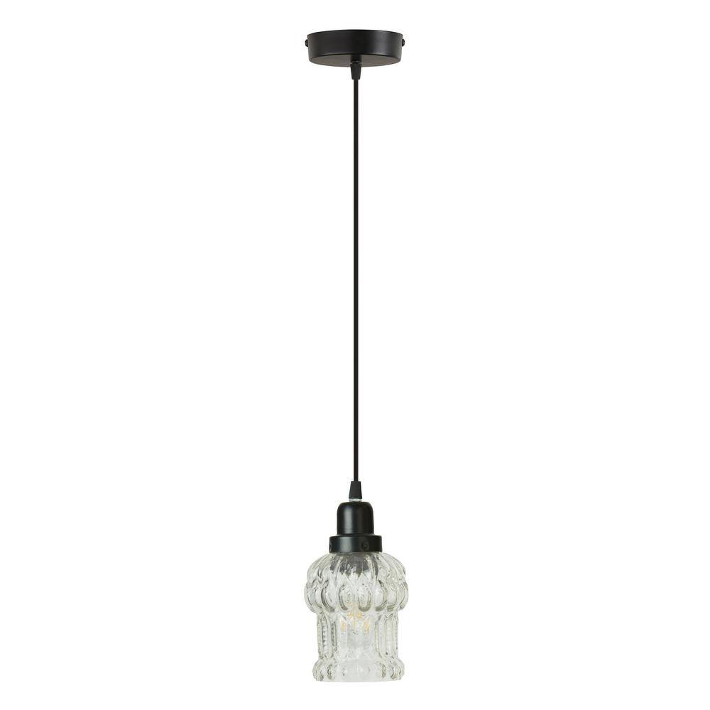 Delphine 4.5" Black and Clear Glass Pendant Light