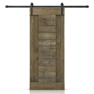 36 in. x 84 in. Aged Barrel Stained DIY Knotty Pine Wood Interior Sliding Barn Door with Hardware Kit