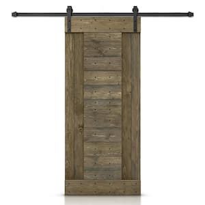 42 in. x 84 in. Aged Barrel Stained DIY Knotty Pine Wood Interior Sliding Barn Door with Hardware Kit