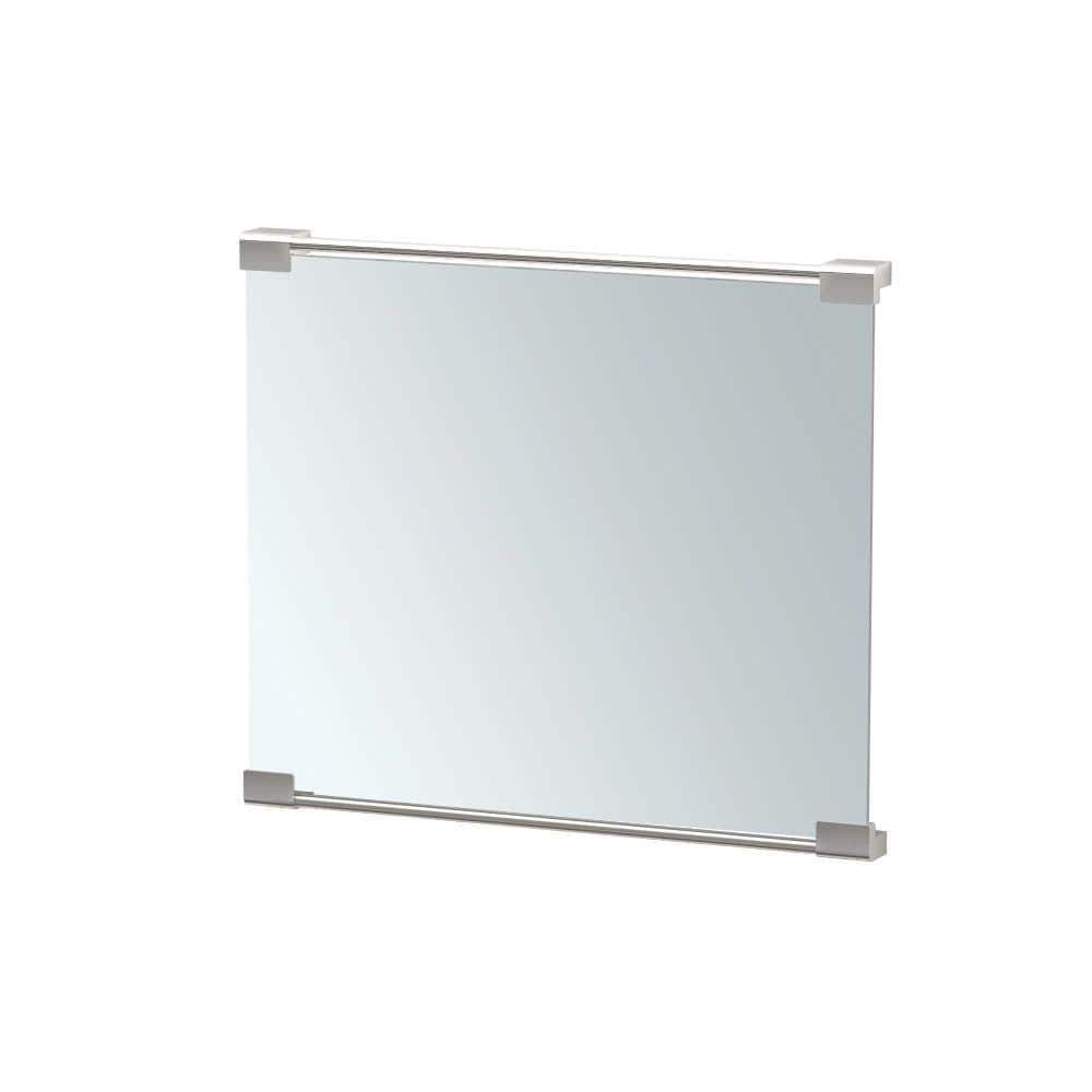 Sleek Satin Nickel Rectangular Wall Mount Vanity Mirror
