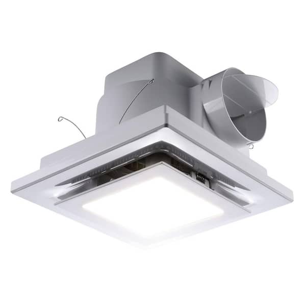 Bathroom Exhaust Fan with LED Light Square Quiet Modern Ceiling Mount Ventilation Fan 110CFM 1.0 Sones White