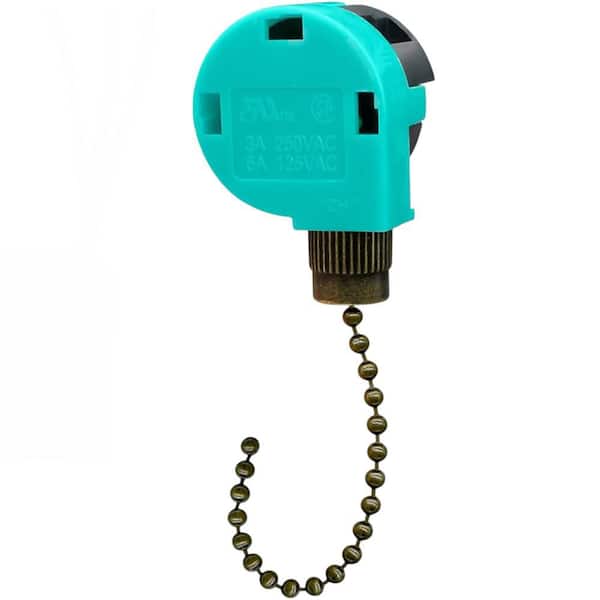 Ceiling Fan Pull Chain Switch 3 Speed 4 Wire with CBB61 Capacitor 4. 5uf + 6uf + 5uf for Fan and Light Antique Green