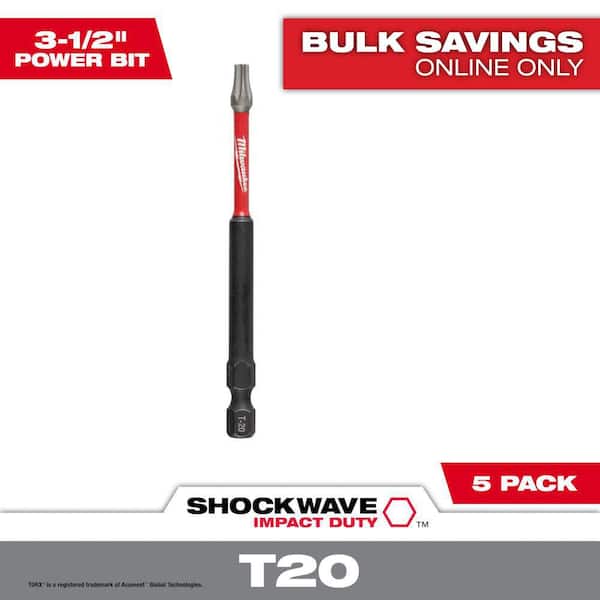 Milwaukee SHOCKWAVE Impact Duty 3-1/2 in. T20 Torx Alloy Steel Screw Driver Bit (5-Pack)