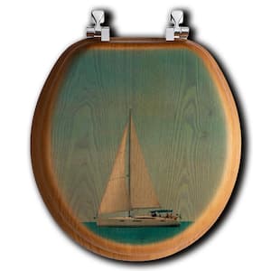 Sailing Round Closed Front Toilet Seat in Oak Brown
