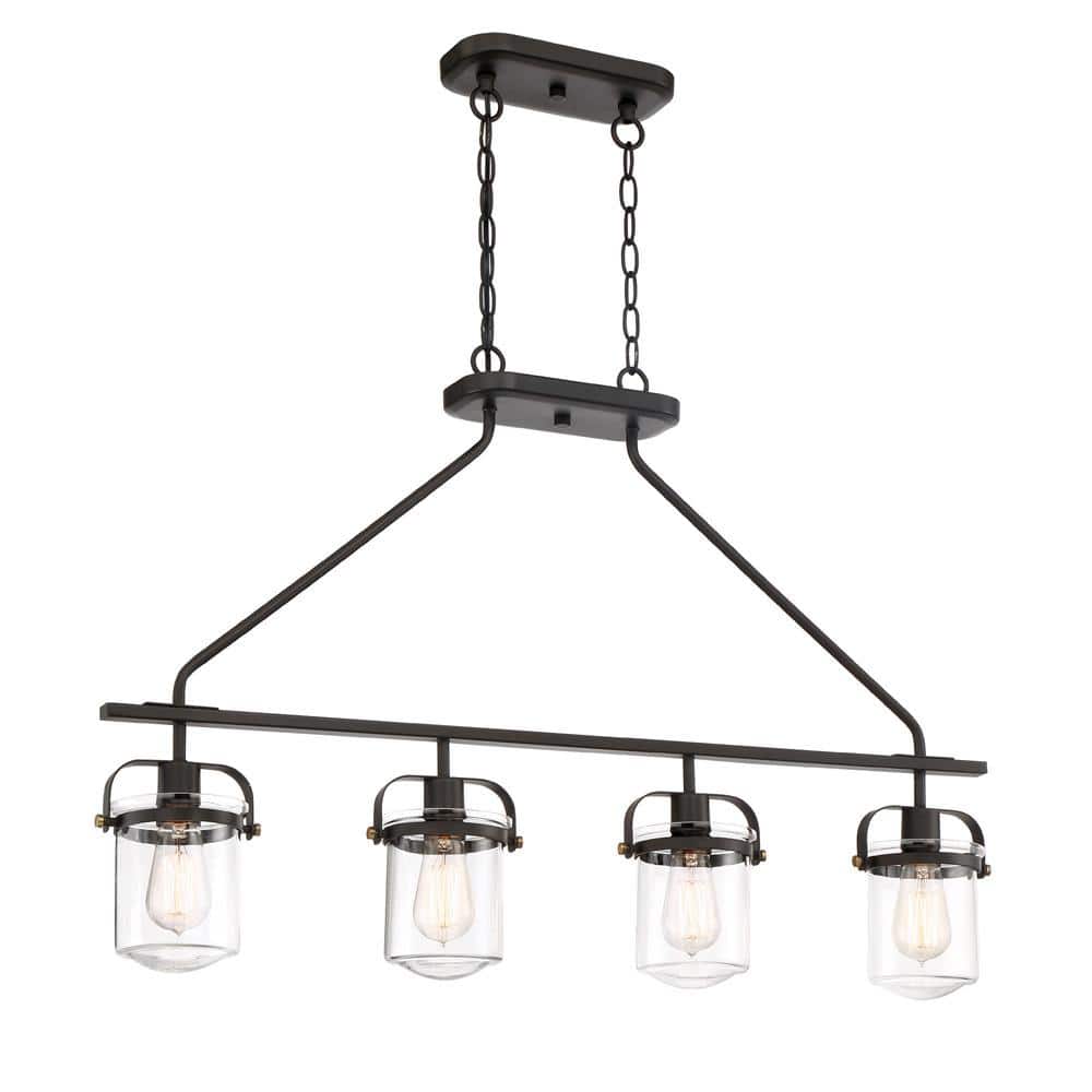 Designers Fountain Jaxon 4Light Oil Rubbed Bronze Industrial Chandelier with Clear Glass Shades