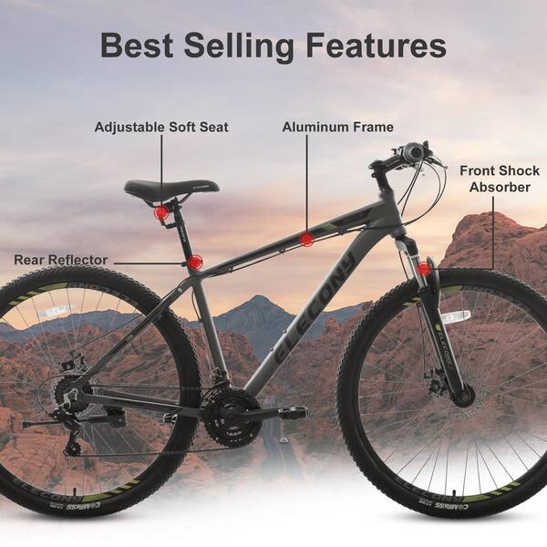 29 in. Grey Adult Bike for Mountains with Dual Disc Brakes ZQ BM