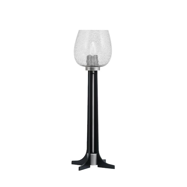 Unbranded Delgado 23 in. Graphite Matte Black Accent Lamp Smoke Bubble Glass Shade