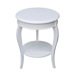 Cambria White Solid Wood Round End Table