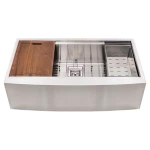 16 Gauge Stainless Steel 30 in. Single Bowl Farmhouse Apron Workstation Kitchen Sink with Accessories