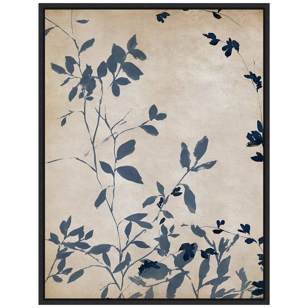 Amanti Art Indigo Leaves I" by Isabelle Z 1 Piece Canvas Transfer Floater Frame Nature Art Print