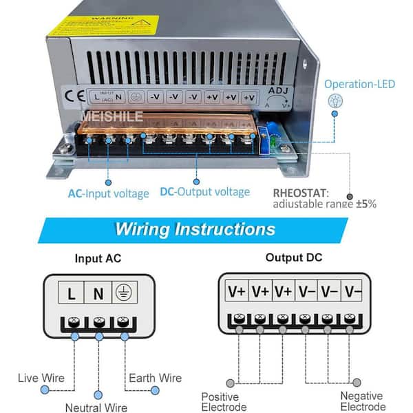 YICHUHAOXI 12V 100A 1200W DC Pipe Capacity Switching Power Supply