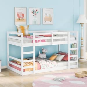 Twin Over White Twin Bunk Bed with Ladder