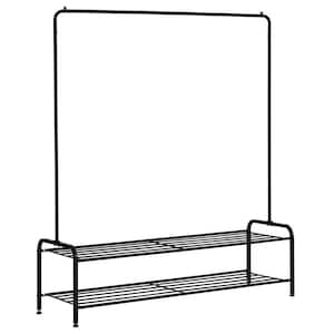 Black Metal Garment Clothes Rack with Shelves 47 in. W x 62 in. H