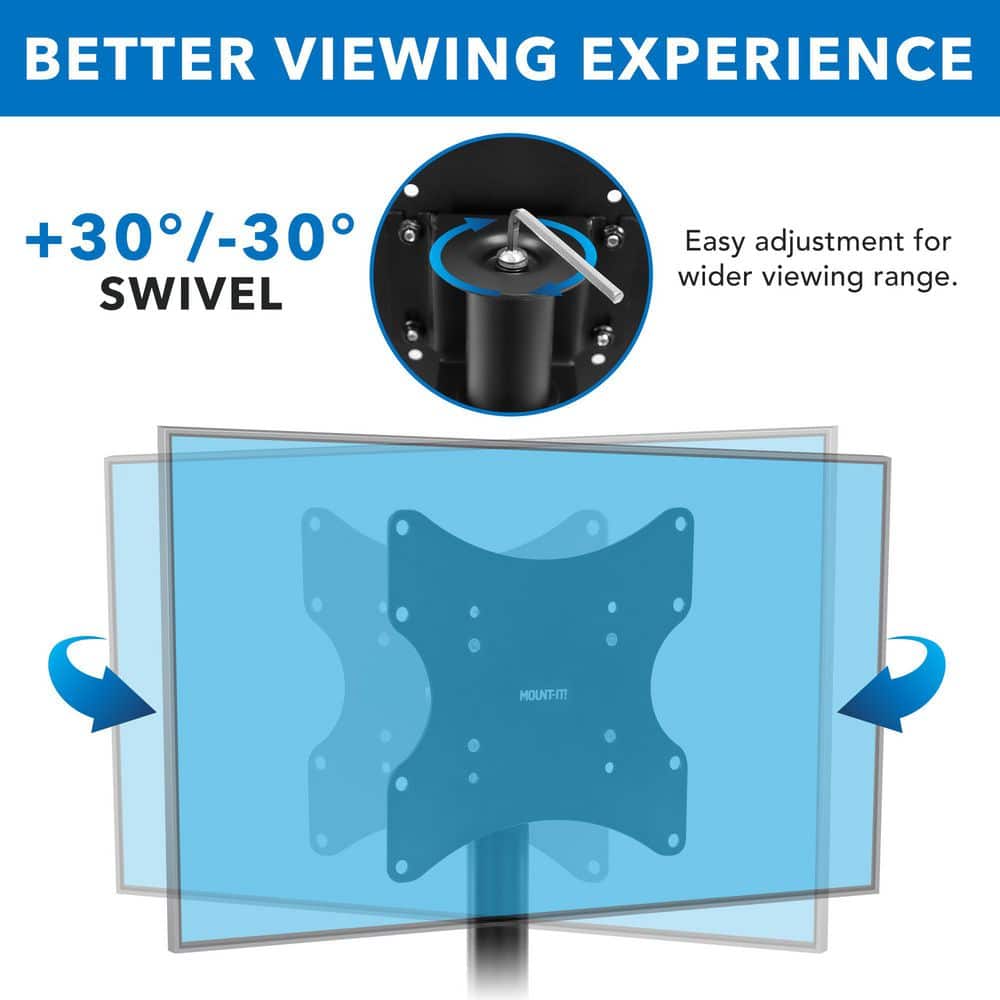 Heavy Duty Black Steel Desk-Mount TV Stand for 23"-43" Screens