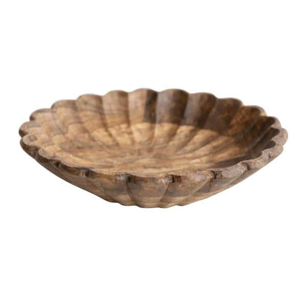 Storied Home 3.82 in. Brown Carved Wood Dish Brush DF7860 - The