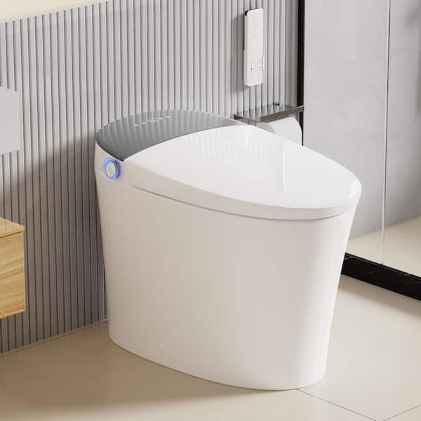 Elongated Electric Bidet Toilet 1.1/1.6 GPF Dual Flush in White with Auto Open/Close, Foot Sensor, Auto Flush