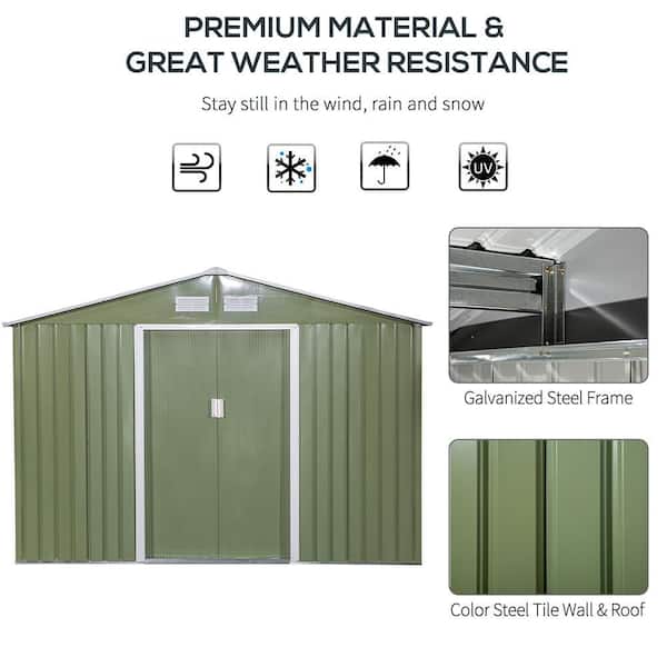 9 ft. W x 6 ft. D Steel Shed with Double Door (54 sq. ft. )