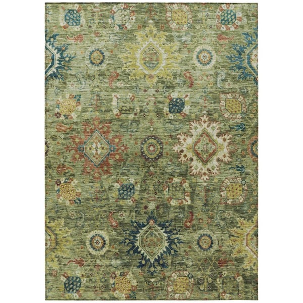 Chantille Machine Washable Indoor/Outdoor Abstract ACN1927 Aloe 10 ft. x 14 ft. Area Rug