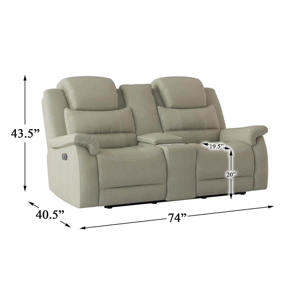 Gray Microfiber Manual Reclining Loveseat with Cup Holder