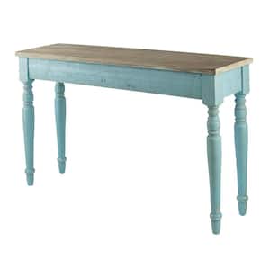 13.8 in. Blue Rectangle Wood Console Table
