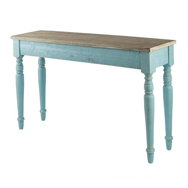 A & B Home 13.8 in. Blue Rectangle Wood Console Table
