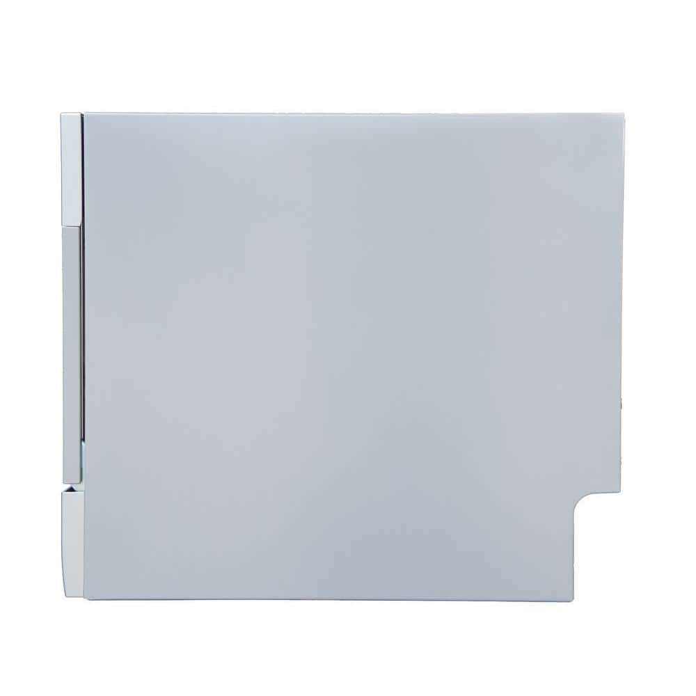 Silver Compact Countertop Dishwasher with Front Control Panel