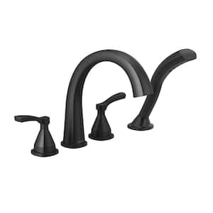Stryke 2-Handle Deck Mount Roman Tub Faucet Trim Kit in Matte Black with Hand Shower (Valve Not Included)