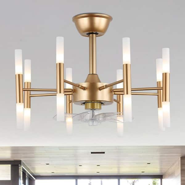 Oaks Aura Farrell 23 in. Indoor French Gold Luxury Ceiling Fan with Lights, 6-Speed Reversible Quiet DC Motor Ceiling Fan w/Remote