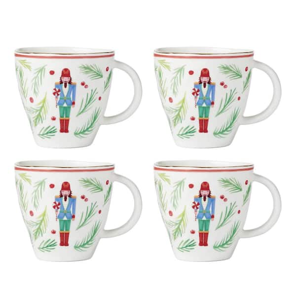 Lenox Nutcrackers 12 Oz. White Multi-Colored Porcelain Mug Set of 4