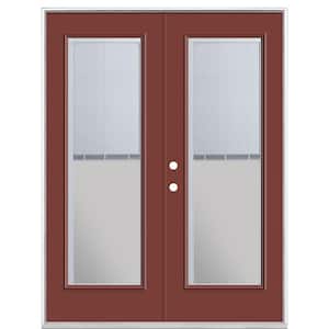 60 in. x 80 in. Red Bluff Steel Prehung Right-Hand Inswing Mini Blind Patio Door without Brickmold