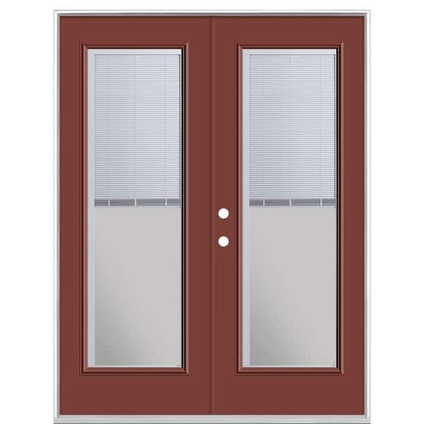 Masonite 60 in. x 80 in. Red Bluff Steel Prehung Right-Hand Inswing Mini Blind Patio Door in Vinyl Frame without Brickmold